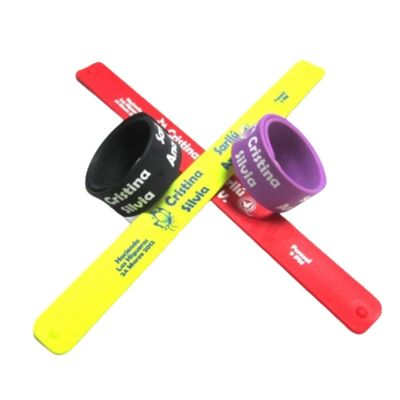 Waterproof Custom Printed Variety Sizes Silicone Slap Band With PMS Colour Matched